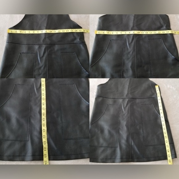 Daphne" Vegan Leather overal dress with adjustable snap bottom shoulder straps - Picture 12 of 12